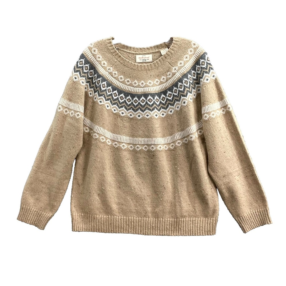 Weatherproof Vintage Sweater Womens Large Tan Fair Isle Classic Gorpcore Outdoor